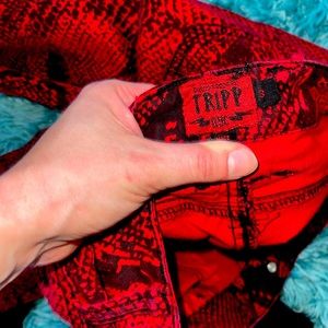 Tripp || Red & Black Snakeprint Skinny Jeans